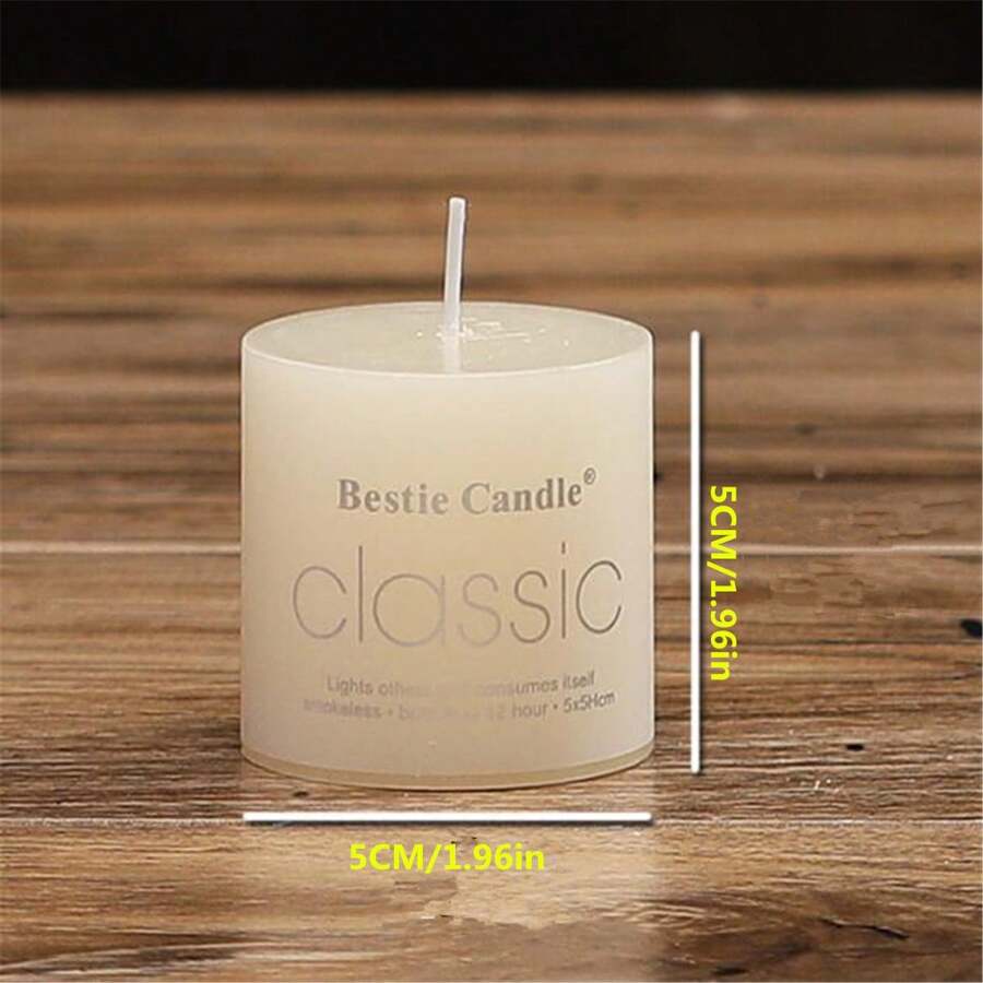 1pc Ivory/White Color Unscented Round/Romantic Candle For Prayer & Mourning & Wedding & Hotel, Thick Candle,Room Decor,Gifts