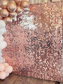 2/4 pièces Rideau de fond en plastique à paillettes carrées laser rose gold, convient pour anniversaire, mariage, fête, décoration de Noël, décoration murale de salle de fête à la maison, avec bannière à paillettes, cadeau d'anniversaire, décoration de fête pour dames, décoration d'Halloween, cadeau d'Halloween, décoration de chambre d'Halloween, décoration de Noël pour la maison, cadeau de Noël, décoration du Nouvel An - Or rose - Voir 3