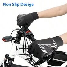 1 Pair Black L Size Outdoor Running Gloves For Winter, Windproof, Touch Screen Compatible, Temperature-regulating, Suitable For Outdoor Cycling And Running - Black - View 7