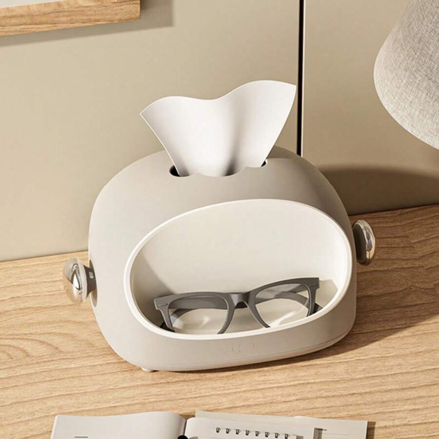 1pc Creative Cartoon Themed Tissue Box Holder,light Luxury Style Paper Napkin Box For Living Room Coffee Table - Grey - View 1