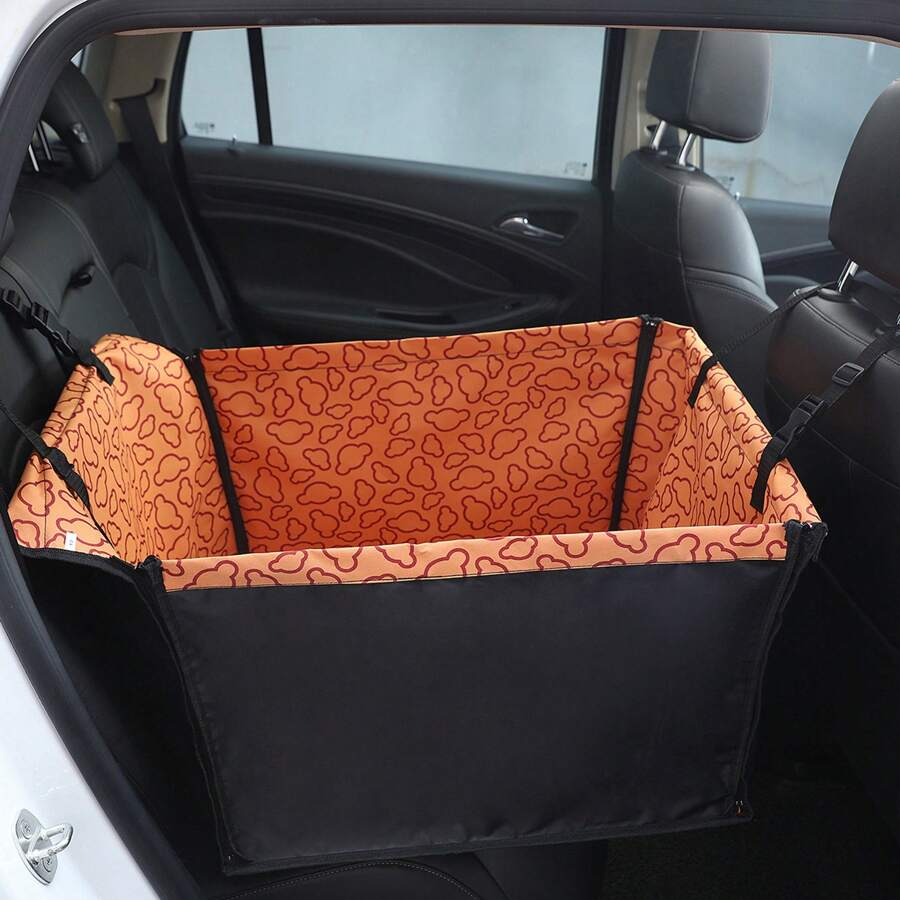 Foldable Pet Waterproof Double Layer Car Mat, Carrying Bag, Rear Seat Single Dog Car Mat - Orange - Orange - View 1