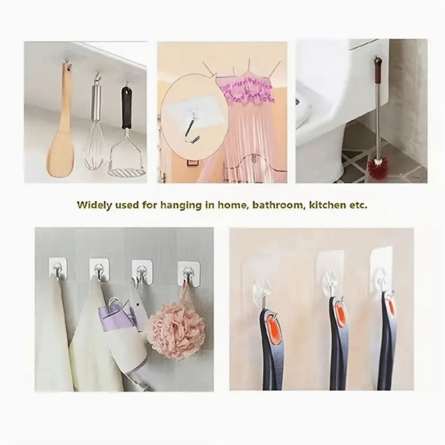 30/10pcs Adhesive Hooks Kitchen Wall Hooks, Nail Free Sticky Hangers