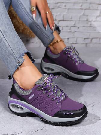 Plus Size Women's Air Cushion Hiking Shoes, Casual Lightweight Sport Trekking Shoes