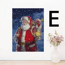 1入圣誕節牆藝術油畫,聖誕老人帆布油畫,浴室,臥室,辦公室,客廳家居牆壁裝飾,無框印花