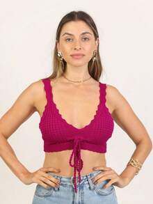 Women Knit Tops - Màu Đỏ Sâu - Xem 2