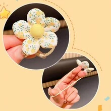 10入組女孩可愛的髮飾,甜美公主和鄉村風格的花卉布花,適用於兒童和寶寶少頭髮的頭帶和髮圈,日常使用和禮物