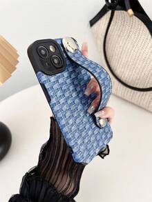 1入組含TPU皮軟殼手機殼的藍色鋅合金手環，支援防震、防汗、防指紋、耐磨、不褪色，適用於iPhone