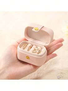 Small Jewelry Ring Box Mini Travel Jewelry Case Portable Ring Storage Case For Rings Earrings, Gifts For Women Girls - Pink - View 1