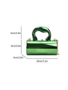 迷你亚克力金属质感手提包，时尚斜挎包 - 綠色 - 查看 2