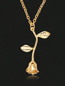 1入空心玫瑰吊墜項鍊,適合女性日常佩戴