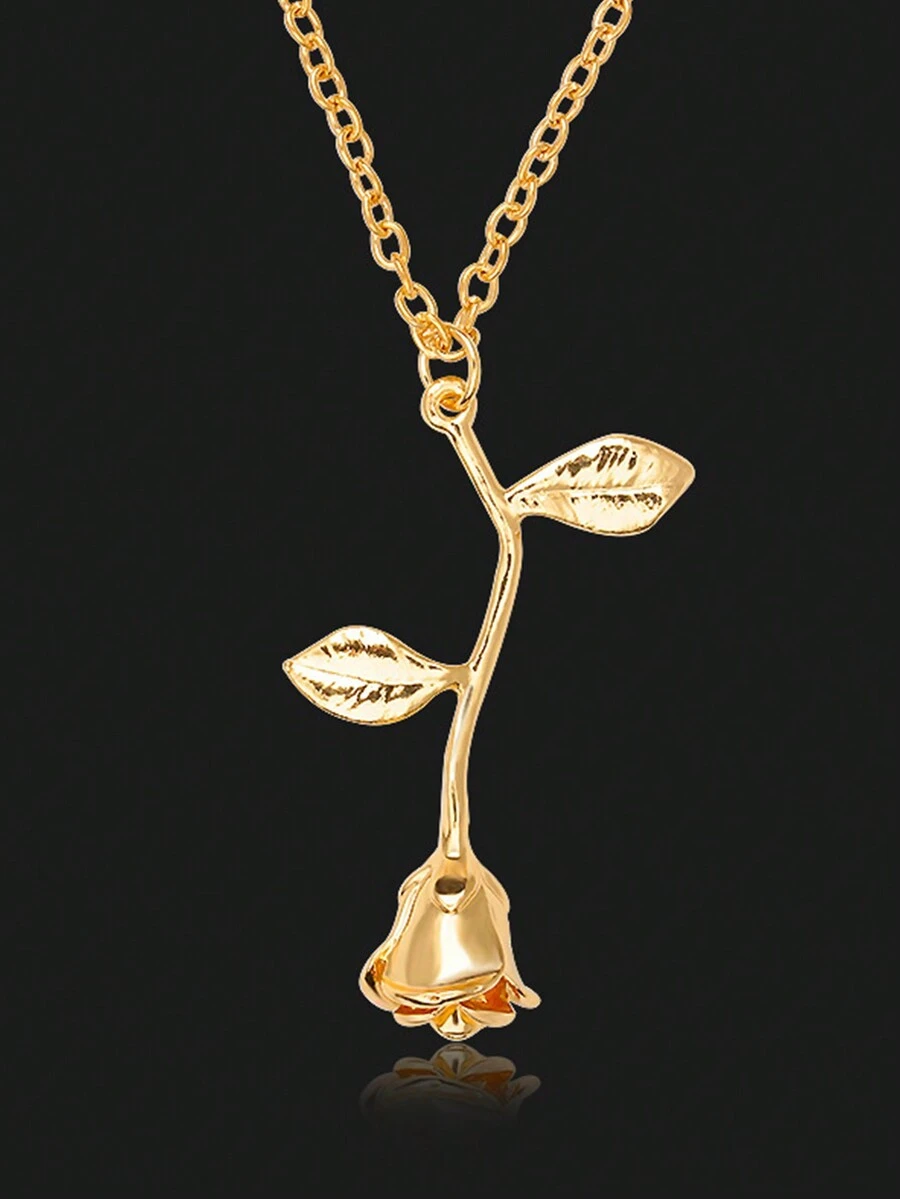 1入空心玫瑰吊墜項鍊,適合女性日常佩戴