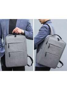 Mochila Multifuncional Con Puerto De Carga USB - Gris - Ver 4