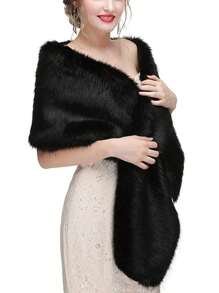 1 件女式大號 1920 年披肩新娘婚禮毛皮披肩和波萊羅人造水貂聳肩適合女士和女孩優雅 - 黑色 - 查看 3