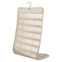 1入吊掛式珠寶收納盒,帶配件袋,可容納80個珠寶,(米色) - 米色 - 查看 5