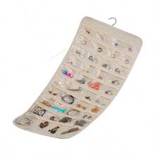 1入吊掛式珠寶收納盒,帶配件袋,可容納80個珠寶,(米色) - 米色 - 查看 6