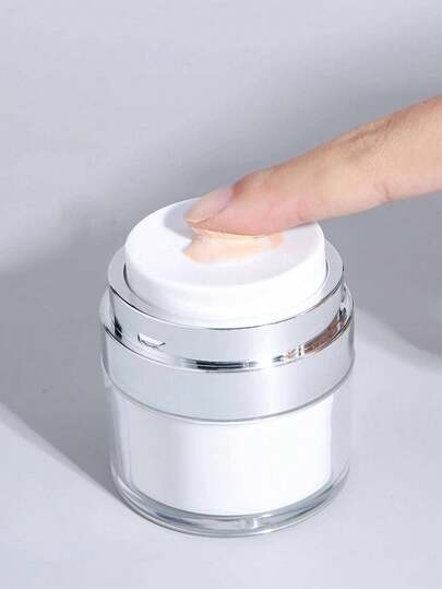 1pc Portable Travel Airless Pump Jar For Cream Airless Pump Jar, Refillable Cream Jar Vacuum Bottle Travel Size Empty Container For Cream And Lotion Push Down Lotion Dispenser With Pump Makeup Cosmetic Moisturizer Container With Pump