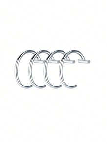 Bộ 4 kẹp môi bằng thép không gỉ cá nhân hóa, nhẫn môi giả không xỏ khuyên dành cho phụ kiện Châu Âu và Châu Mỹ - 4 cái/bộ - Xem 11