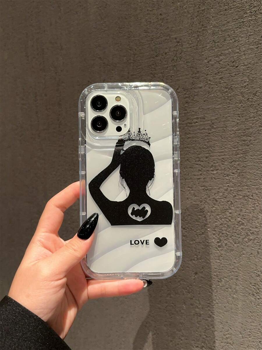 1pc Crown & Girl Pattern Phone Case Suitable For 15promax/14plus/13promax/12/11/7g/7p/ix/xr/xsmax Iphone, Anti-drop And Compatible With Camera - Multicolor - View 1