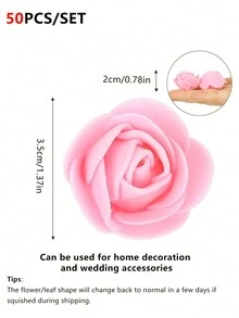 50入組粉色diy人造玫瑰花頭,生日派對仿真玫瑰花頭,結婚裝飾,發泡家居裝飾,嬰兒洗澡派對裝飾