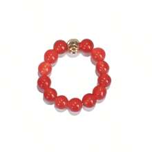 1pc 4mm Round Natural Stone Crystal Agate Energy Bead Finger Ring Elastic Energy Therapy & Relaxing Anxiety Jewelry Gift