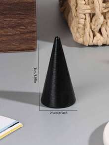 1 Pieza Soporte De Exhibición De Anillo En Base De Madera Para Joyas, Porta Anillos De Estilo Vintage - Negro - Ver 2