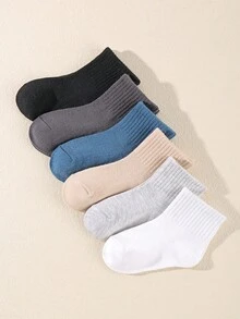 6雙/套嬰兒純色高彈性襪子 - 彩色 - 查看 2