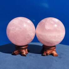 60mm粉色水晶球,適用於水晶球占卜、脈輪療癒、家居裝飾、靈性療癒、水晶禮物 - 酒紅色 - 查看 1