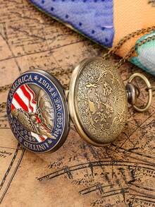 1只復古銅色美式項鍊吊墜鍵針織錶