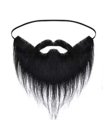1 套黑色逼真假羊排鬓角，适用于摄影道具、派对用品、舞台剧表演道具