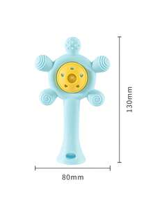 1pc Baby Rattle Teether Toy, Silicone Material, Suitable For Teething Period Grab Training - Blue - View 8