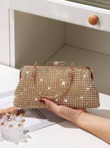 閃亮寶石包覆手拿包＆優雅的鑽石鍊帶肩背包,完美的派對、舞會、雞尾酒會、婚禮、生日、情人節禮物