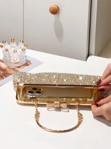 閃亮寶石包覆手拿包＆優雅的鑽石鍊帶肩背包,完美的派對、舞會、雞尾酒會、婚禮、生日、情人節禮物