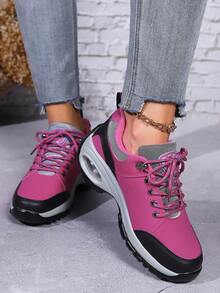 大尺碼女士氣墊徒步鞋休閒輕量運動鞋 - 玫紅色 - 查看 6