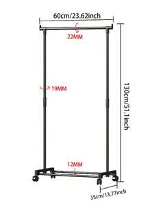 1pc Single Rod Thickened Freestanding Metal Coat Rack With Hooks And Wheels For Indoor Storage And Organization - Black - View 4