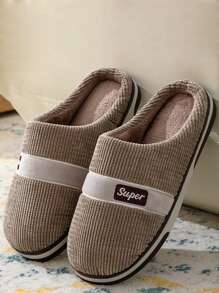 男士大尺碼冬季家居鞋,室內拖鞋具有防滑、靜音、保暖、披足設計