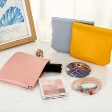 1個粉色pu材質手提式彈頭化妝包,簡約時尚,適用於口紅/小物品收納,輕奢手機/耳機包,適合女孩使用 - 粉色 - 查看 1