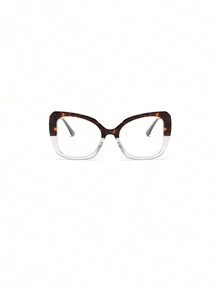 1 件裝大方形黑豆圖案貓眼金屬非處方眼鏡框,復古百搭,適合日常佩戴 - 黑色 - 查看 3