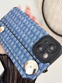 1入組含TPU皮軟殼手機殼的藍色鋅合金手環，支援防震、防汗、防指紋、耐磨、不褪色，適用於iPhone