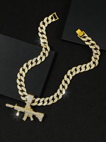 1只男士個性化合金立體鑽石槍吊墜項鍊,歐美男士嘻哈酷炫、霸氣項鍊 - 嘻哈吊墜 - 查看 10