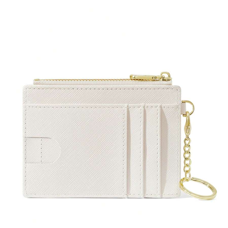 Fashion Cardholder Simple & Stylish Cardholder Compatible With Cards And Lipsticks With And Zipper Pocket Multifunctional And Portable Suitable For Daily Commute Anniversary Birthday Gift Suitable For Both Male And Female White Collar Workers Wallet Card Holder Card Holder Wallet Business Card Holder Credit Card Holder Id Card Holder Card Holder Women For Women Mini Wallet Wallet Keychain Card Wallet - White - View 1