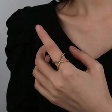 1pc New Arrival Cross & Flashy Multicolor Women's Ring, Ideal For Daily, Commuting, And Parties - Personalized Cross Colored Zirconia Women's Ring Gold - View 11