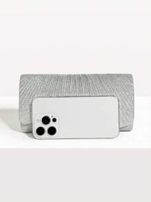 轻巧，商务休闲水钻装饰水桶包迷你抽绳设计，透明包仿珍珠包晚宴包，晚餐包迷人，优雅，精致，安静奢华的水钻适合派对女孩，女人，新娘非常适合派对，晚宴/宴会圣诞派对礼服，与新娘派对完美搭配，婚礼手拿包，派对包，非常适合派对婚礼舞会晚宴/宴会搭配节日派对礼服晚礼服和亮片礼服 - 銀色 - 查看 5