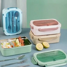 1 Hộp Cơm Inox Di Động, Hộp Cơm Màu Xanh Hiện Đại Cho Văn Phòng Làm Việc Trường Học - Xanh đậm - Xem 5