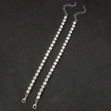 2pcs Men'S Minimalist Rhinestone Bracelet Set - Silver - View 6