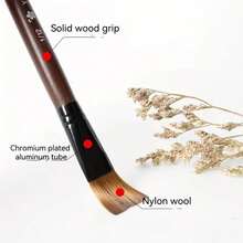 6入組扁平頭木柄尼龍毛油漆刷適用於水彩,油畫,丙烯和手繪