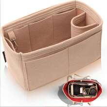 1pc Dragon Pattern Cosmetic Bag Insert With Short & Long Handles Felt Material Inner Lining Organiser