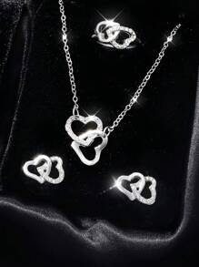 5pcs Elegant Waterdrop Rhinestone Bridal Jewelry Set For Women - Silver - View 4