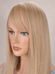 kanuosi Pelucas Bob De Lino Con Flequillo, Cabello Liso Para Forma De Cabeza De Pera - Lino Dorado - Ver 6