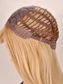 kanuosi Pelucas Bob De Lino Con Flequillo, Cabello Liso Para Forma De Cabeza De Pera - Lino Dorado - Ver 9