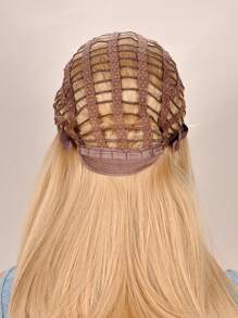 kanuosi Pelucas Bob De Lino Con Flequillo, Cabello Liso Para Forma De Cabeza De Pera - Lino Dorado - Ver 7